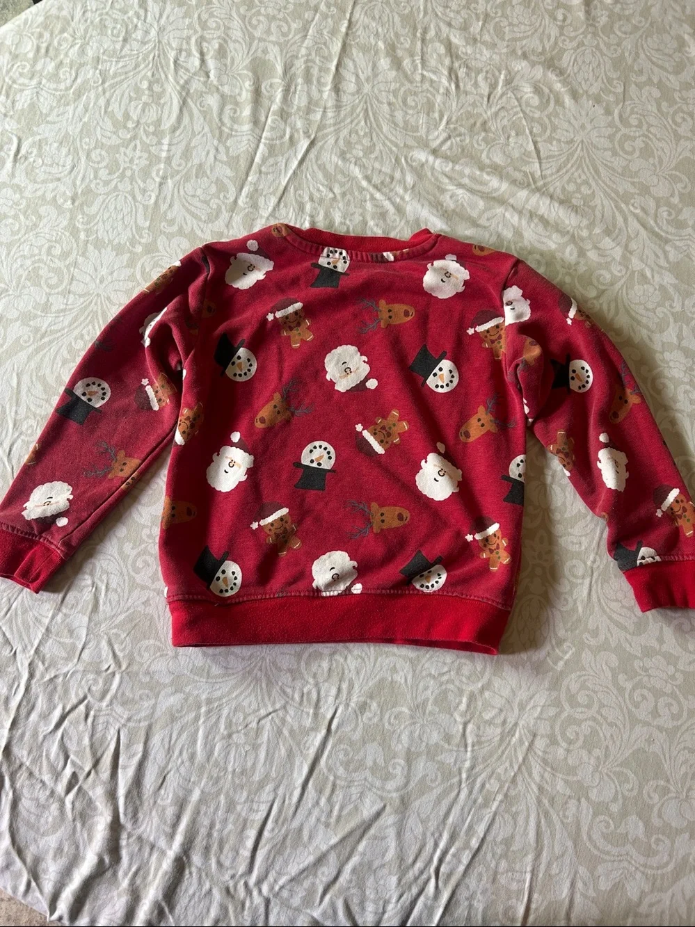 Holiday Time Red Kids Holiday Crewneck Sweatshirt with Santa, Reindeer & Snowman